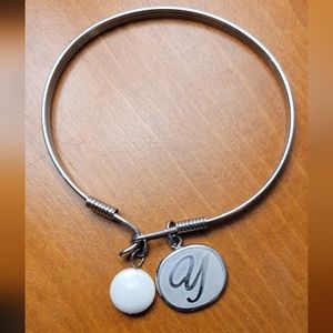 ID Bangle Stainless Steel "Y" & MOP charms